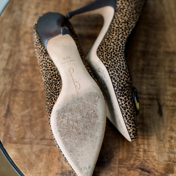 Oscar de la Renta Ponyhair Animal Print Pumps Size 37.5 Women's Size 7 - Picture 12 of 13